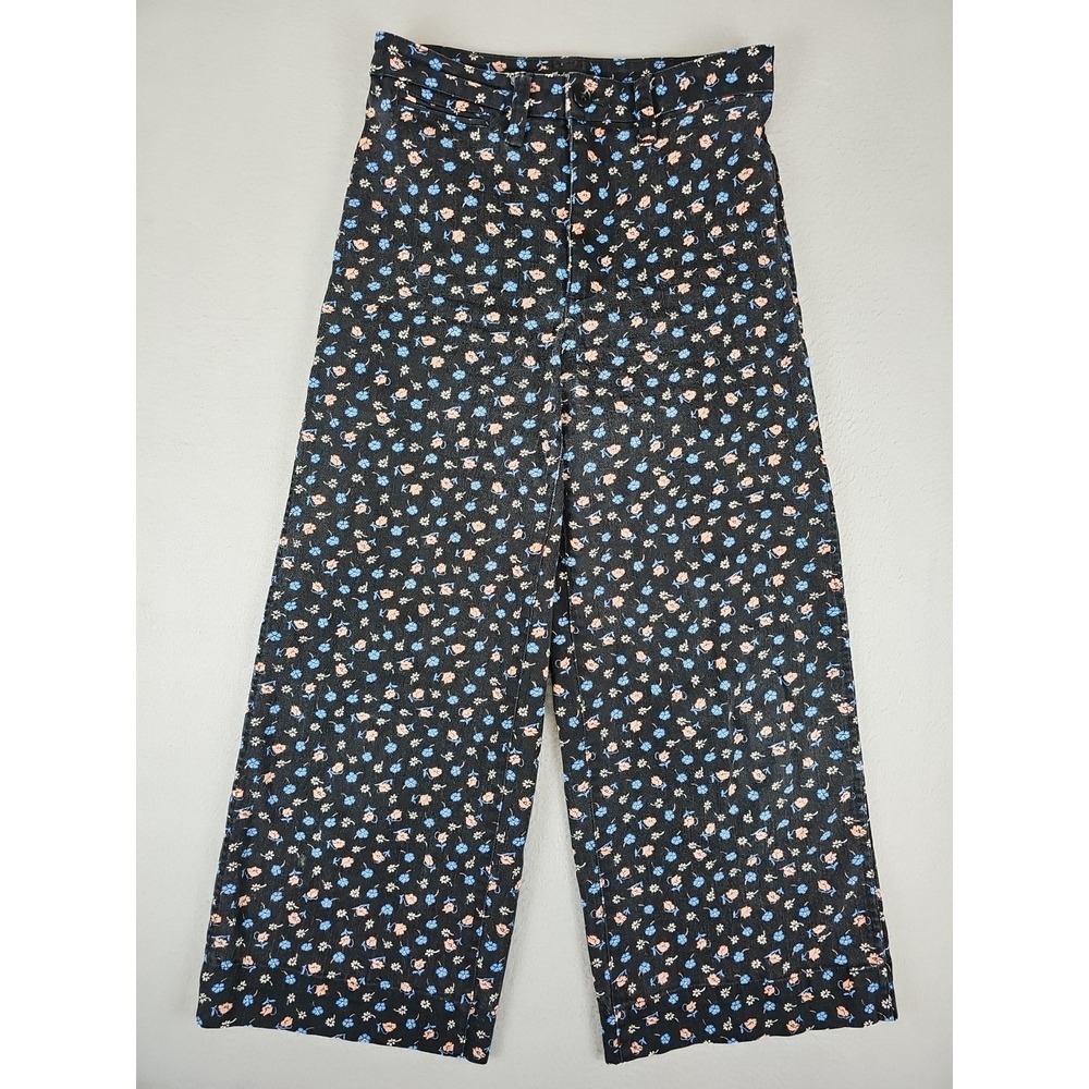 Madewell Black Floral Wide Leg Pants